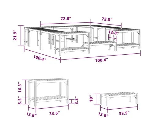 Mullivanni Ümbrus Pruun 255 X 255 X 55,5 Cm Tugev Akatsiapuu