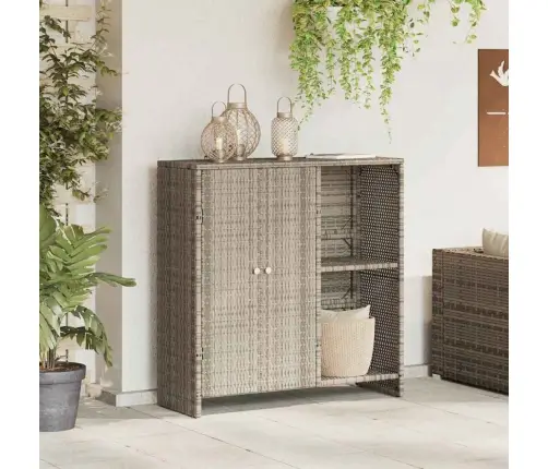 Skapītis Ar Durvīm Gaiši Pelēks 100 X 36 X 102 Cm Rotangpalma Vidaxl