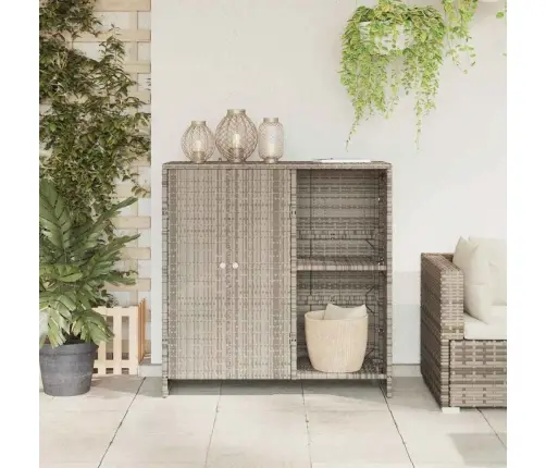 Skapītis Ar Durvīm Gaiši Pelēks 100 X 36 X 102 Cm Rotangpalma Vidaxl