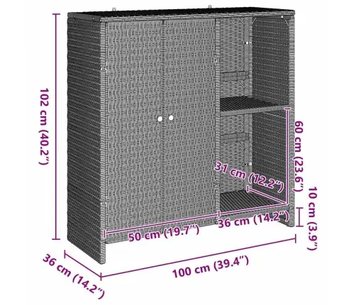 Skapītis Ar Durvīm Gaiši Pelēks 100 X 36 X 102 Cm Rotangpalma Vidaxl