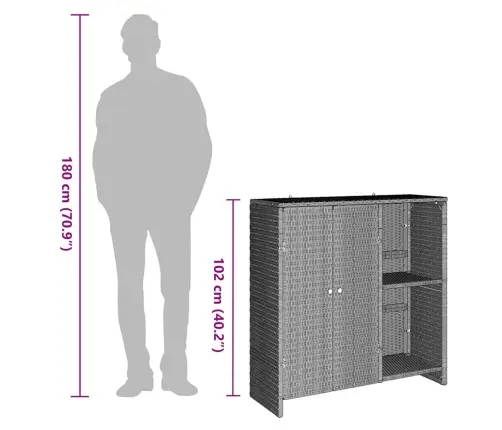 Skapītis Ar Durvīm Gaiši Pelēks 100 X 36 X 102 Cm Rotangpalma Vidaxl