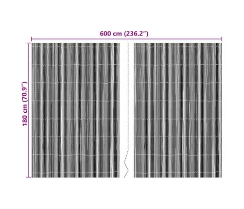 Bambusa Žogs Brūna 600 X 180 Cm Bambuss Vidaxl