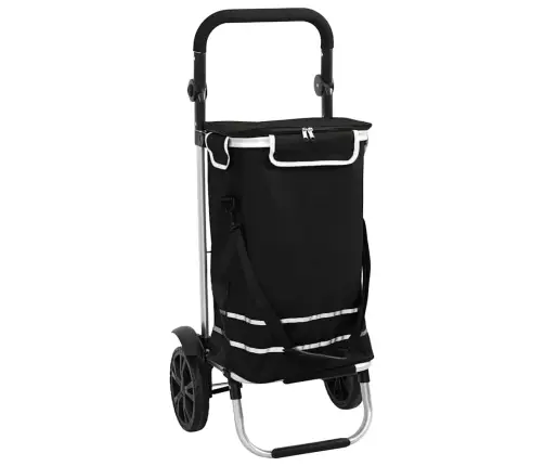 Iepirkumu Ratiņš Ar Ritenīšiem Un Regulējamu Rokturi Melnā Krāsā, 40 L Vidaxl