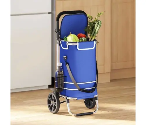 Iepirkumu Ratiņi Ar Riteņiem Un Regulējamu Rokturi Zili 40 L Vidaxl