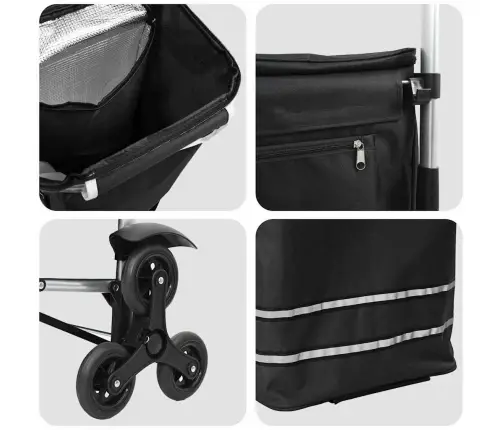 Iepirkumu Ratiņš Ar Kāpņu Kāpurķēdi Melns 40 L Vidaxl