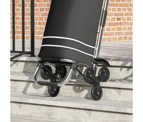 Iepirkumu Ratiņš Ar Kāpņu Kāpurķēdi Melns 40 L Vidaxl