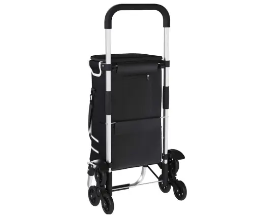 Iepirkumu Ratiņš Ar Kāpņu Kāpurķēdi Melns 40 L Vidaxl