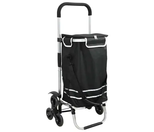 Iepirkumu Ratiņš Ar Kāpņu Kāpurķēdi Melns 40 L Vidaxl