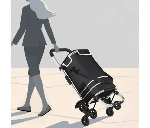 Iepirkumu Ratiņš Ar Kāpņu Kāpurķēdi Melns 40 L Vidaxl