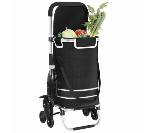 Iepirkumu Ratiņš Ar Kāpņu Kāpurķēdi Melns 40 L Vidaxl