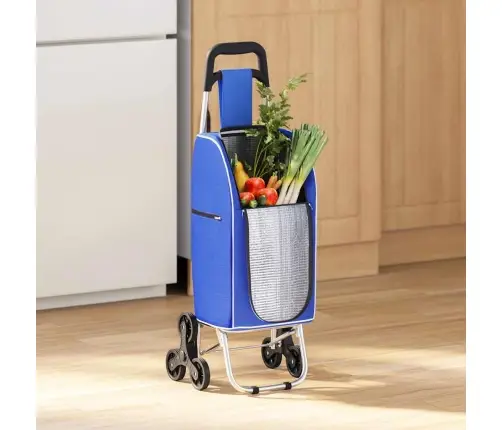 Iepirkumu Ratiņi Ar Kāpņu Kāpjamo Mehānismu, Zils 38 L Vidaxl