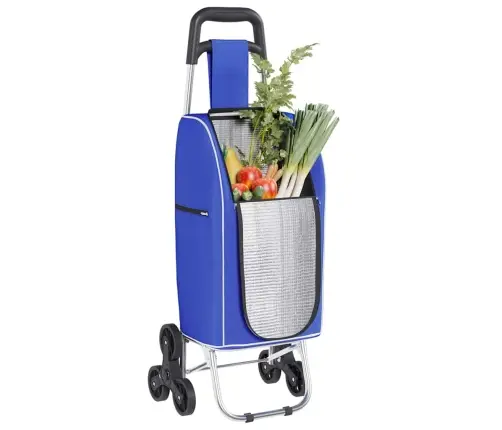 Iepirkumu Ratiņi Ar Kāpņu Kāpjamo Mehānismu, Zils 38 L Vidaxl