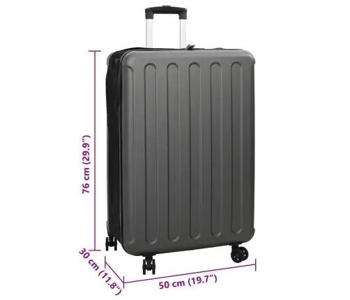 Koferis Ar Slēdzeni Tumši Pelēka 50 X 30 X 76 Cm Abs Plastmasa Vidaxl