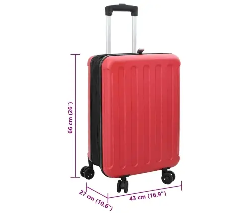 Koferis Ar Slēdzeni Sarkana 43 X 27 X 66 Cm Abs Plastmasa Vidaxl