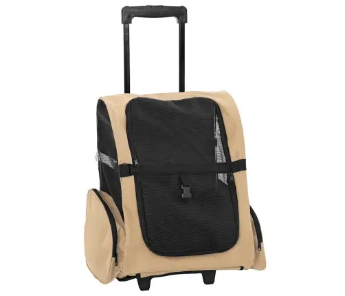 Mājdzīvnieku Ratiņi, 3 Vienā, Dizains, Smilšu Krāsas, 48X32X(57-106) Cm, Oksfordas Audums Vidaxl