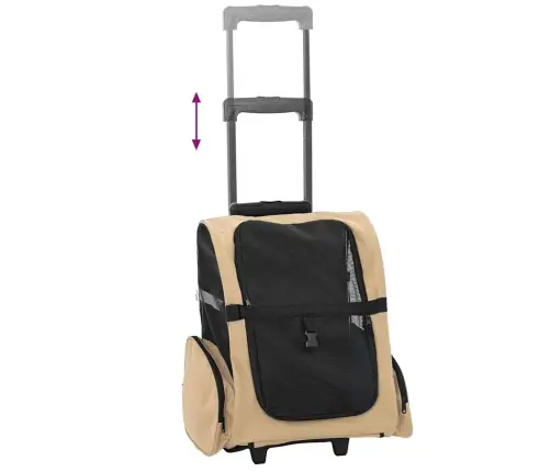 Mājdzīvnieku Ratiņi, 3 Vienā, Dizains, Smilšu Krāsas, 48X32X(57-106) Cm, Oksfordas Audums Vidaxl