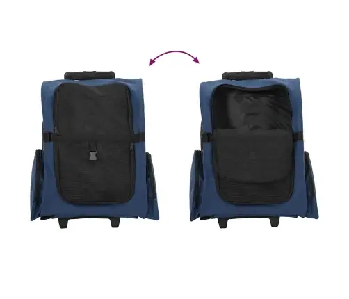 Lemmikloomakäru 3-Ühes Disain, Sinine, 48 X 32 X (57-106) cm Oxford-Kangas