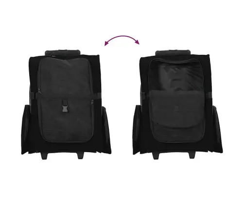 Mājdzīvnieku Ratiņi, 3 Vienā, Dizains, Melni, 48X32X(57-106) Cm, Oksfordas Audums Vidaxl