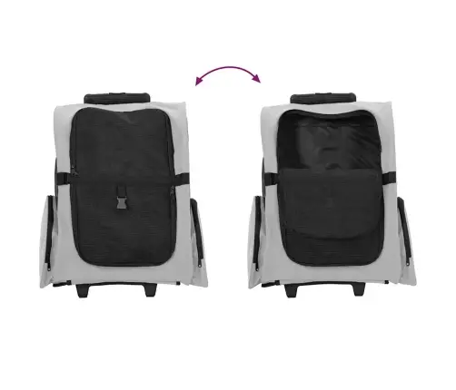 Mājdzīvnieku Ratiņi 3 Vienā, Pelēks Dizains, 48X32X(57-106) Cm, Oksfordas Audums Vidaxl