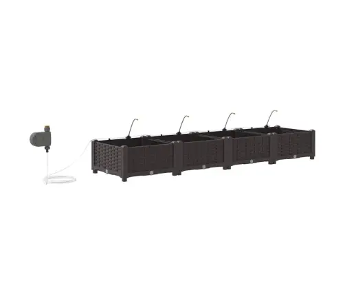 Dārza Podi 1 Gb Pinuma Raksts Ar Uzglabāšanu Brūna 160 X 40 X 22 Cm Plastmasa Vidaxl