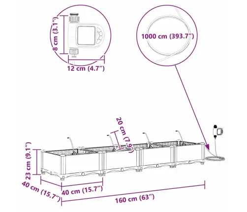 Dārza Podi 1 Gb Pinuma Raksts Ar Uzglabāšanu Brūna 160 X 40 X 22 Cm Plastmasa Vidaxl