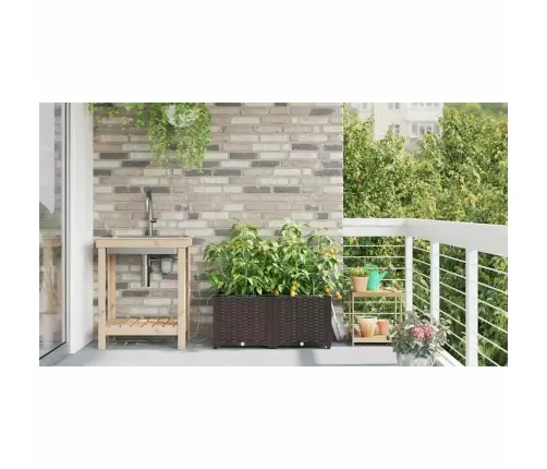 Dārza Podi 1 Gb Pinuma Raksts Brūna 80 X 40 X 37.5 Cm Plastmasa Vidaxl