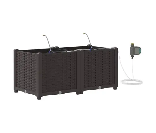 Dārza Podi 1 Gb Pinuma Raksts Brūna 80 X 40 X 37.5 Cm Plastmasa Vidaxl