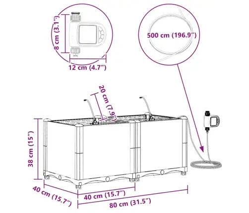 Dārza Podi 1 Gb Pinuma Raksts Brūna 80 X 40 X 37.5 Cm Plastmasa Vidaxl