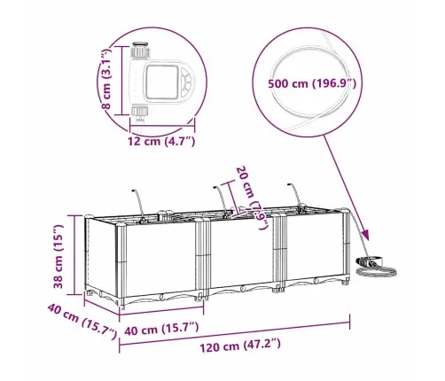Dārza Podi 1 Gb Brūna 120 X 40 X 37.5 Cm Plastmasa Vidaxl