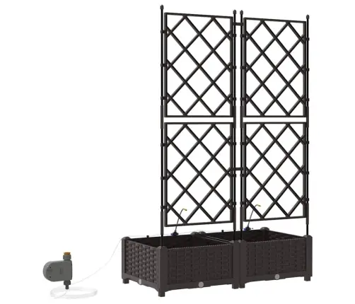 Dārza Podi 1 Gb Režģa Raksts Ar Uzglabāšanu Brūna 80 X 40 X 126 Cm Plastmasa Vidaxl