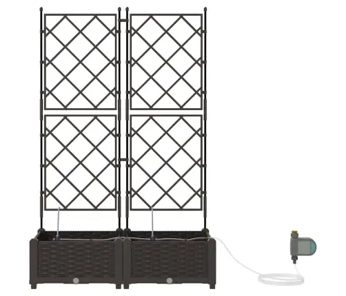 Dārza Podi 1 Gb Režģa Raksts Ar Uzglabāšanu Brūna 80 X 40 X 126 Cm Plastmasa Vidaxl