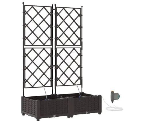 Dārza Podi 1 Gb Režģa Raksts Ar Uzglabāšanu Brūna 80 X 40 X 126 Cm Plastmasa Vidaxl