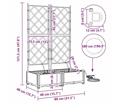 Dārza Podi 1 Gb Režģa Raksts Ar Uzglabāšanu Brūna 80 X 40 X 126 Cm Plastmasa Vidaxl