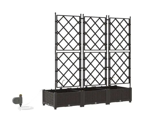 Dārza Podi 1 Gb Režģa Raksts Brūna 120 X 40 X 126 Cm Plastmasa Vidaxl