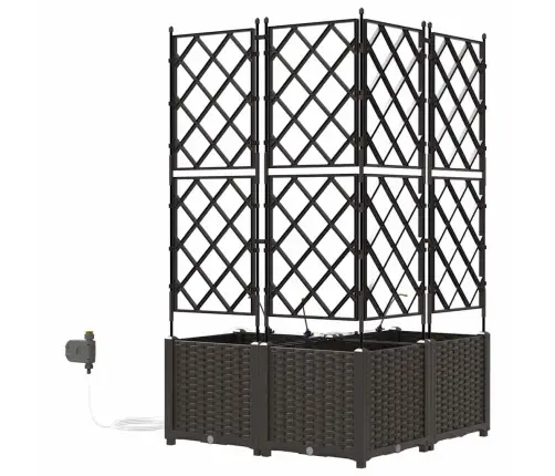 Dārza Podi 1 Gb Režģa Raksts Ar Uzglabāšanu Brūna 80 X 80 X 142 Cm Plastmasa Vidaxl