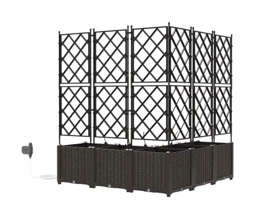 Dārza Podi 1 Gb Režģa Raksts Brūna 120 X 120 X 142 Cm Plastmasa Vidaxl