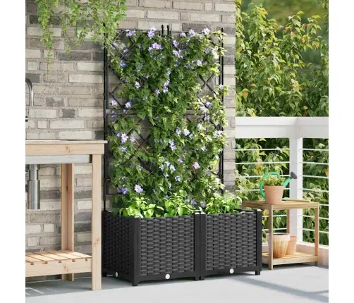 Sodo Vazonas 2 Pcs Juoda 80 X 40 X 143 Cm Plienas