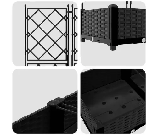 Dārza Stādītājs Ar Treļļiem 3 Gab. Melns 120X40X125.5 Cm Vidaxl