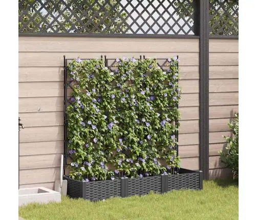 Dārza Stādītājs Ar Treļļiem 3 Gab. Melns 120X40X125.5 Cm Vidaxl