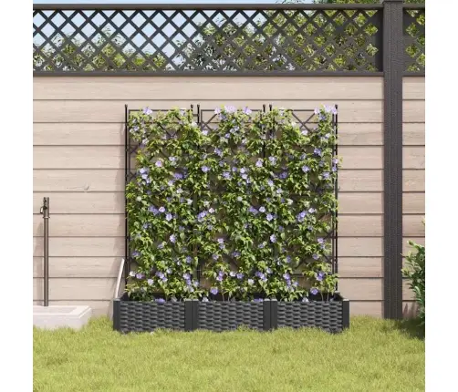 Dārza Stādītājs Ar Treļļiem 3 Gab. Melns 120X40X125.5 Cm Vidaxl