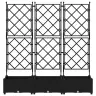 Dārza Stādītājs Ar Treļļiem 3 Gab. Melns 120X40X125.5 Cm Vidaxl