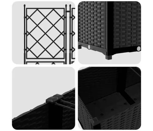 Dārza Stādītājs Ar Trellis 3 Gabali Melns 80X80X143 Cm Vidaxl