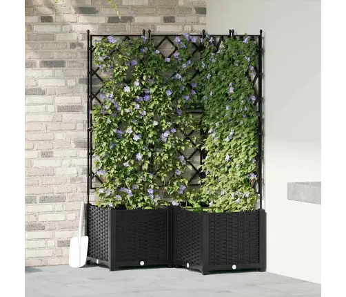 Dārza Stādītājs Ar Trellis 3 Gabali Melns 80X80X143 Cm Vidaxl