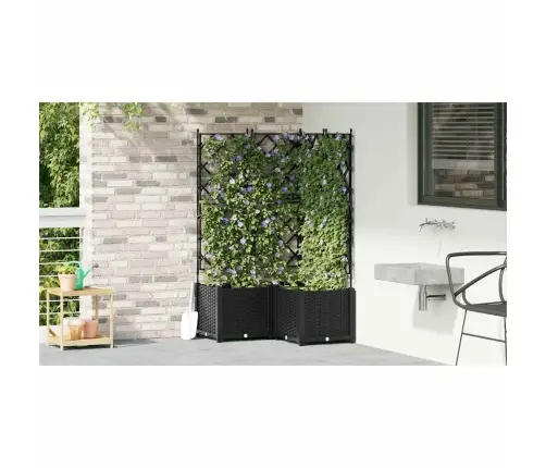 Dārza Stādītājs Ar Trellis 3 Gabali Melns 80X80X143 Cm Vidaxl