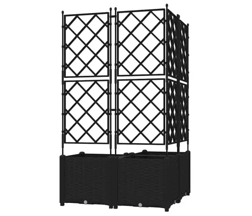 Dārza Stādītājs Ar Trellis 3 Gabali Melns 80X80X143 Cm Vidaxl