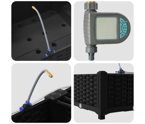 Dārza Podi 1 Gb Pinuma Raksts Ar Uzglabāšanu Melna 160 X 40 X 22 Cm Plastmasa Vidaxl