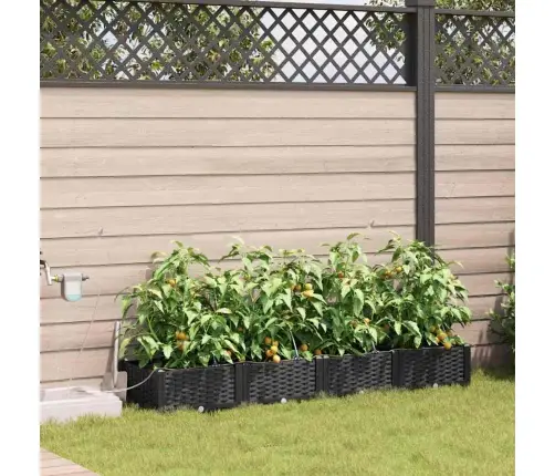 Dārza Podi 1 Gb Pinuma Raksts Ar Uzglabāšanu Melna 160 X 40 X 22 Cm Plastmasa Vidaxl