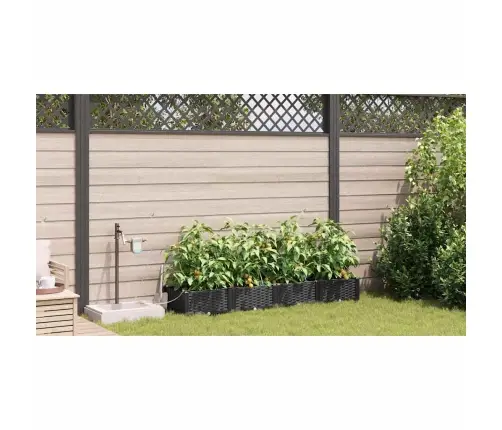 Dārza Podi 1 Gb Pinuma Raksts Ar Uzglabāšanu Melna 160 X 40 X 22 Cm Plastmasa Vidaxl