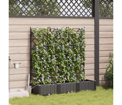 Dārza Podi 1 Gb Režģa Raksts Melna 120 X 40 X 126 Cm Plastmasa Vidaxl