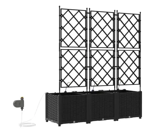 Dārza Podi 1 Gb Režģa Raksts Melna 120 X 40 X 142 Cm Plastmasa Vidaxl